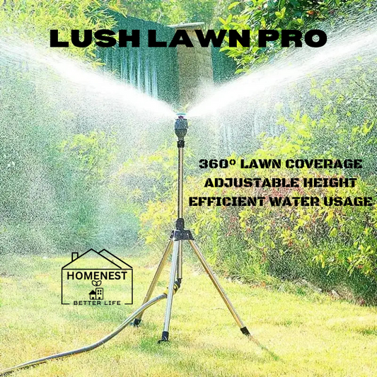 Lush Lawn Pro- Rotating Tripod Garden Sprinkler – 360° Lawn Coverage